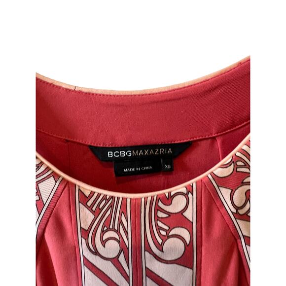BCBGMAXAZRIA Cutaway Dress Melon Orange Print XS - Picture 4 of 8